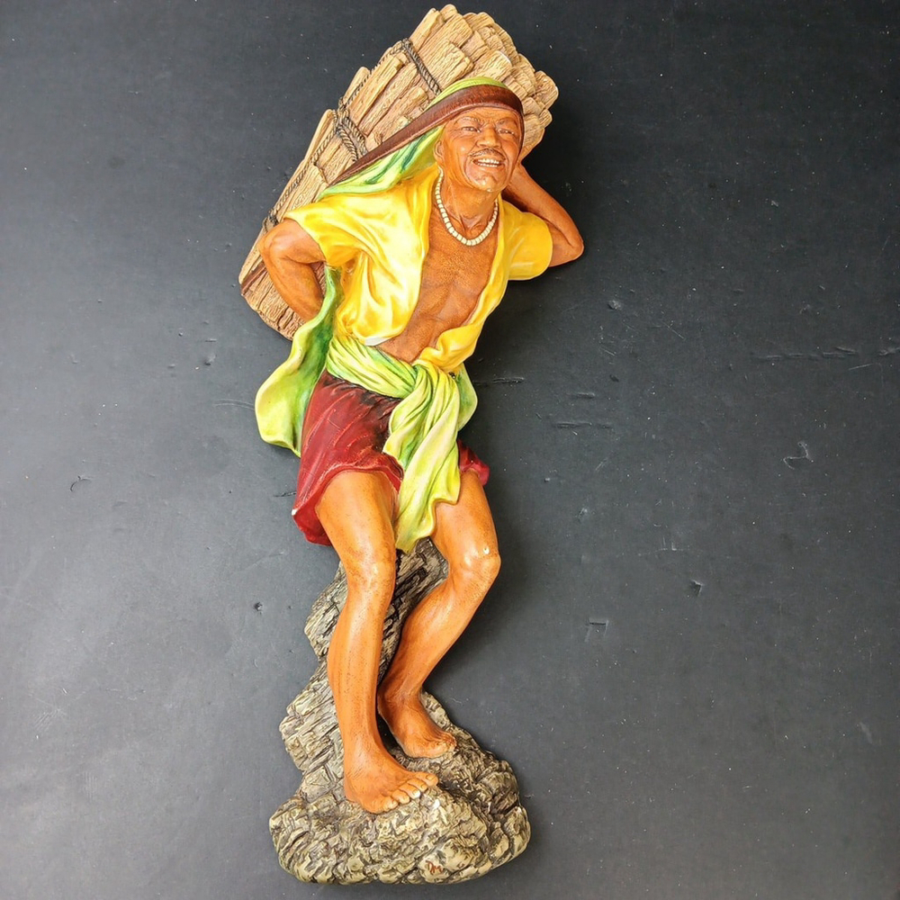 Bossons Sherpa Chalkware 1963 Farmer Gathering Crops Vintage Hanging Decor